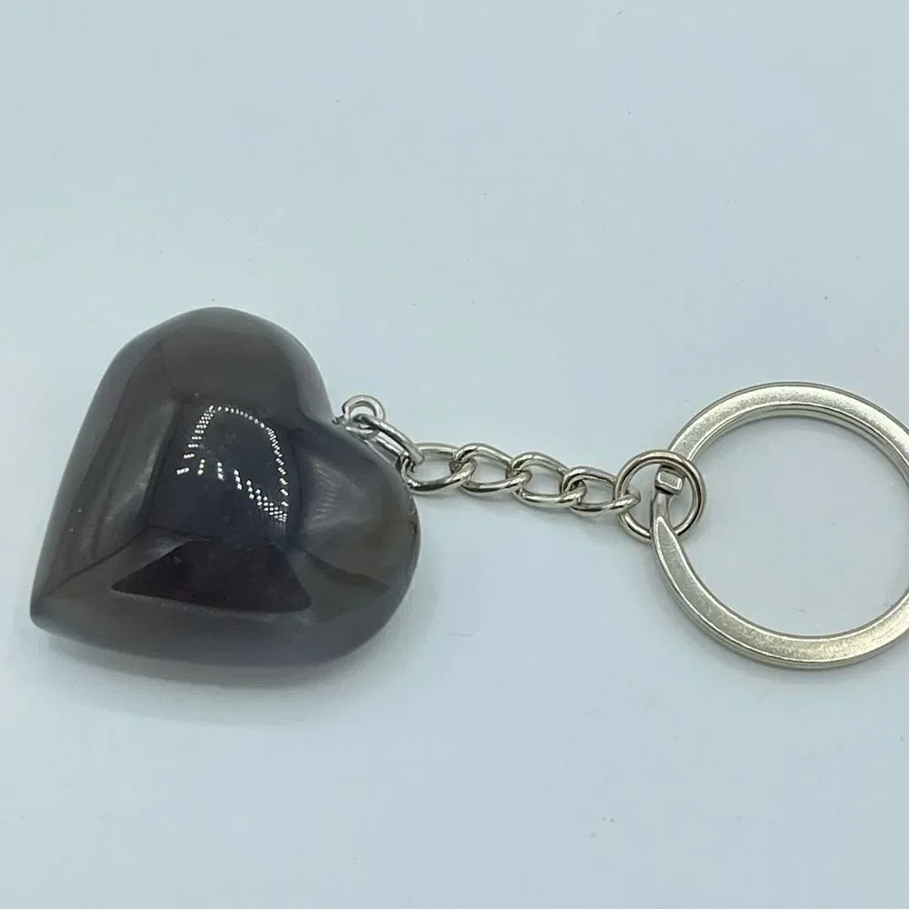 Orca agate heart keychain key ring pendant chain NEW hand crafted